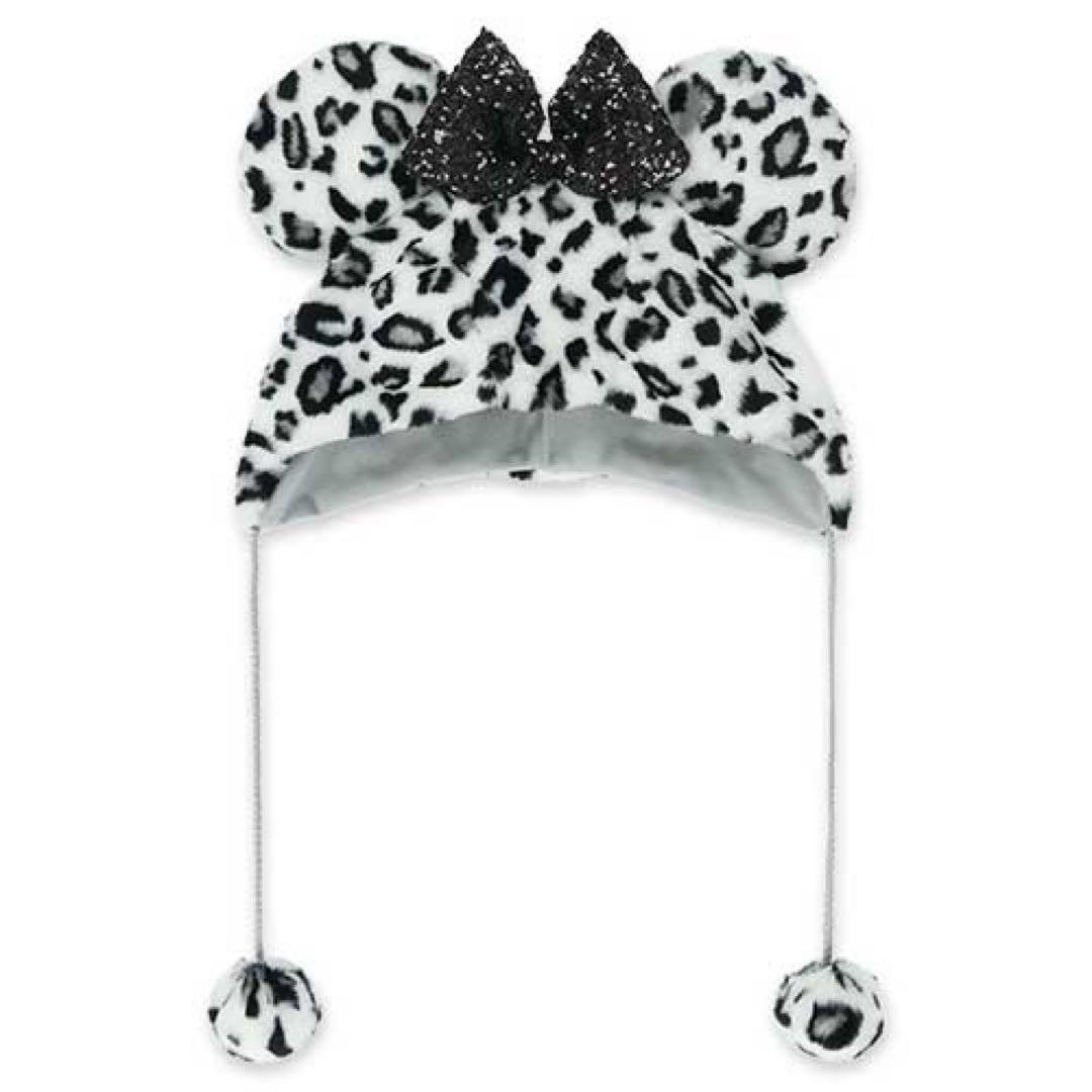 ディズニー ファンキャップ ヒョウ柄グレー ＆ ミッキーマウス ぬいぐるみバッジ