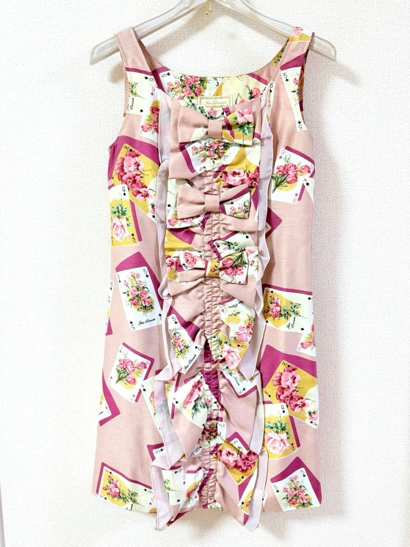 ジーザスディアマンテ　トランプ薔薇柄フリルリボンワンピース　姫系　ロリータ