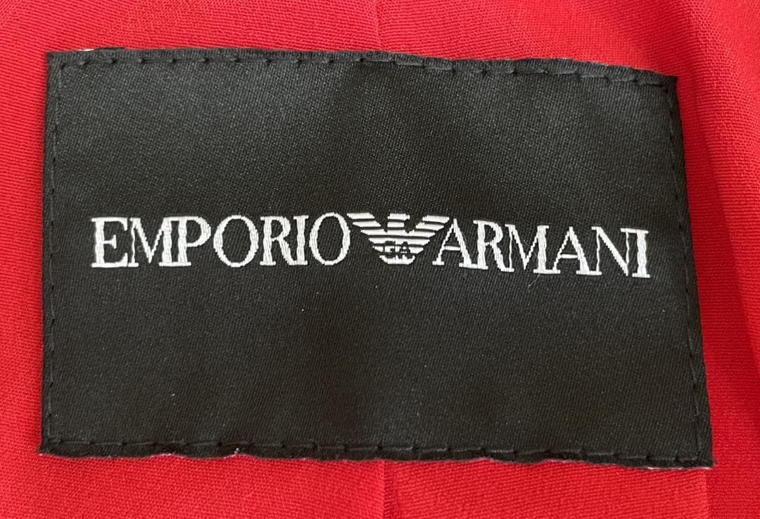 極美品 エンポリオアルマーニ 羊革 ラムレザー ライダース ジャケット 42 赤