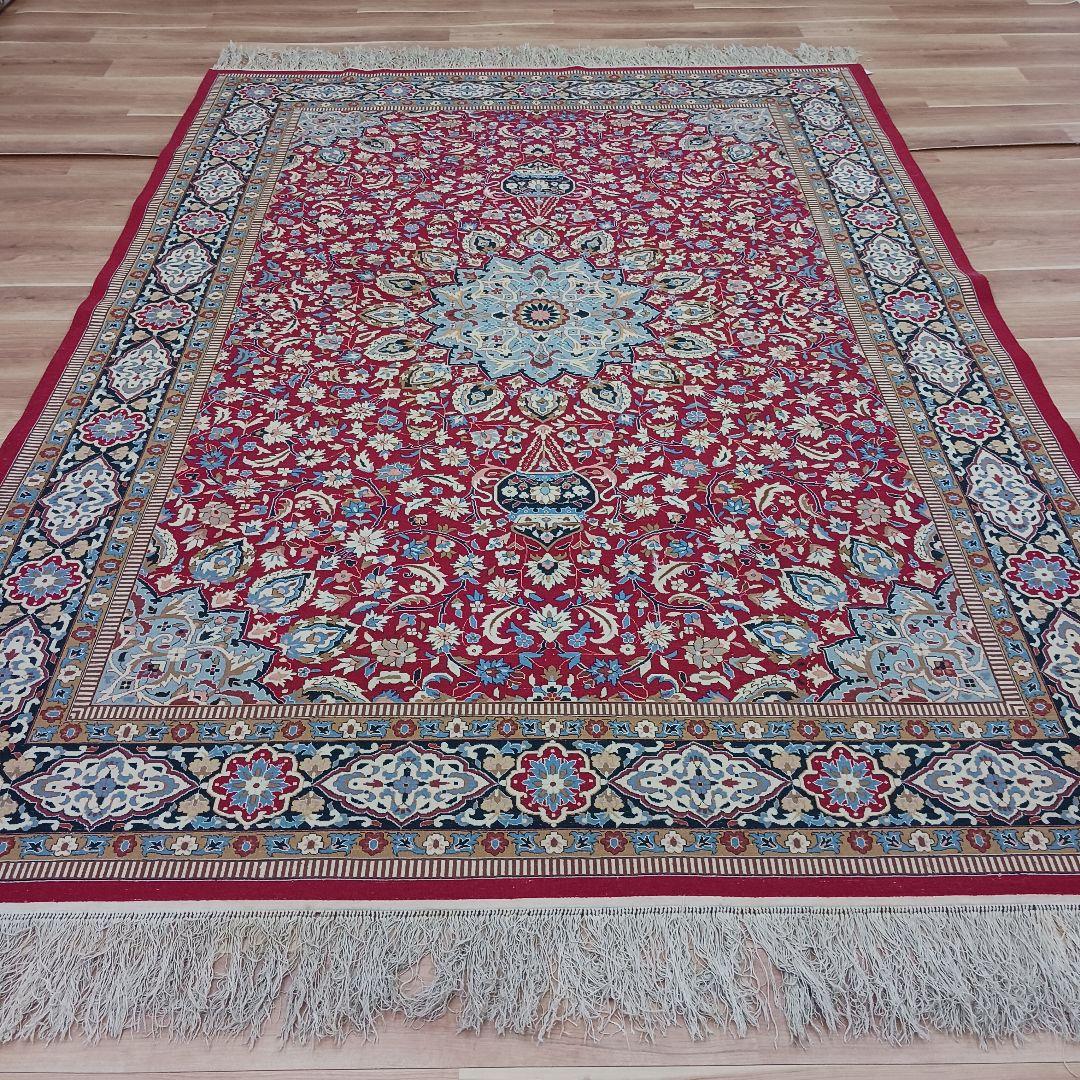 Y3055 最高級中国緞通 ウール×シルク 特大 大判217×301㎝