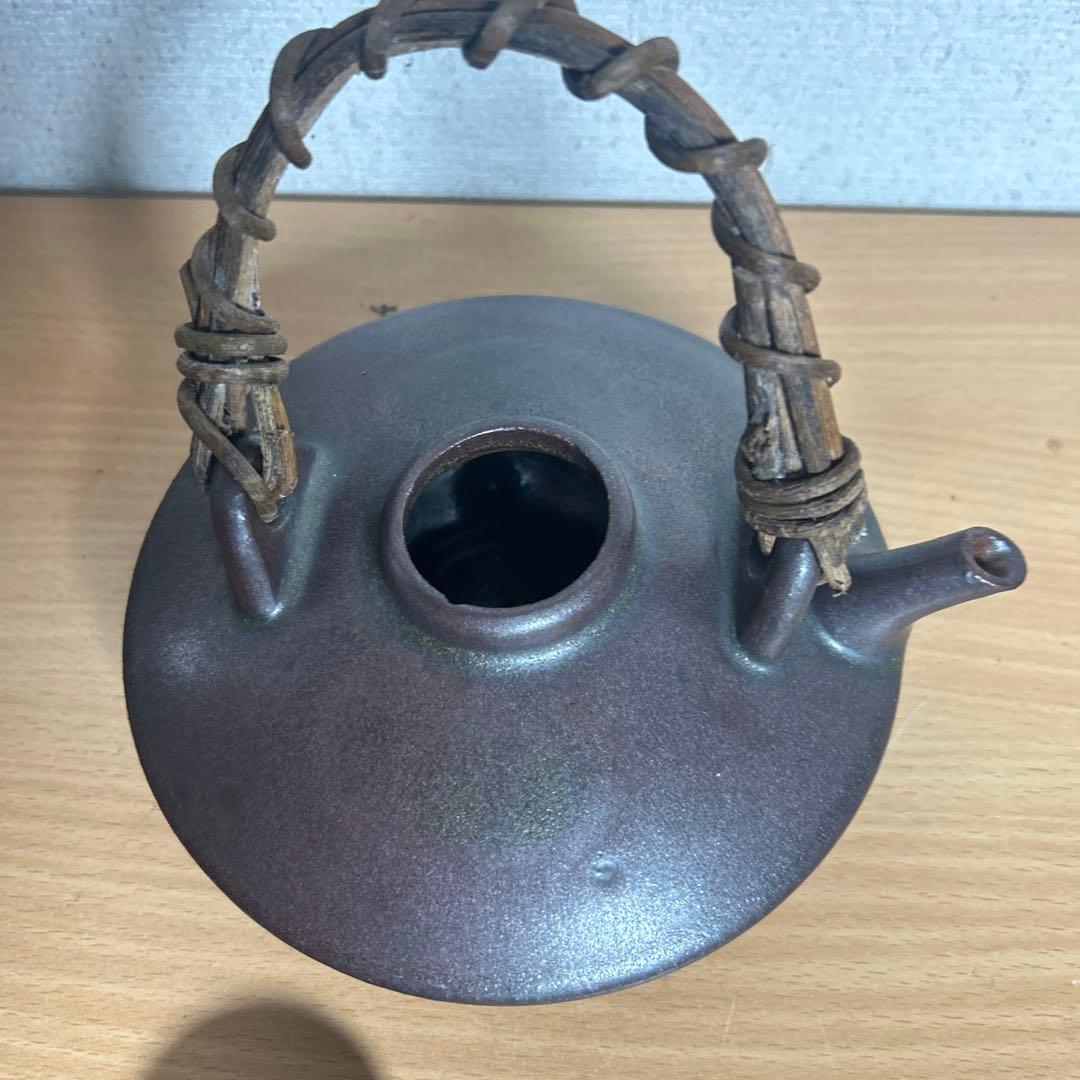 自宅保管品　黒薩摩の銚子　急須　 銘　柿