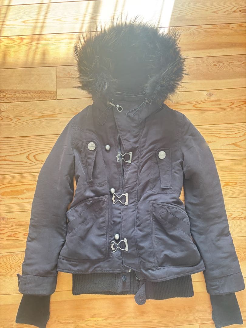 ファー付きモッズコート　黒