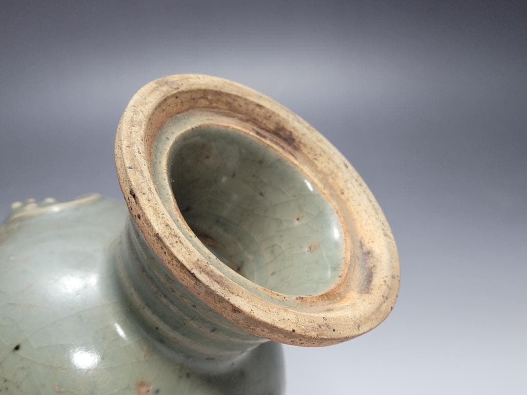 青磁 神獣装飾 香炉 元明時代 幅約11.9cm