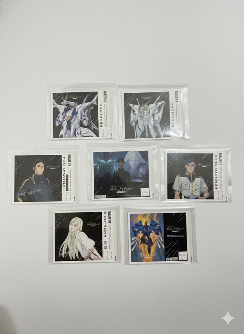 閃光のハサウェイ　ステッカー全7種コンプとアクリルキーホルダーセット　サントリー