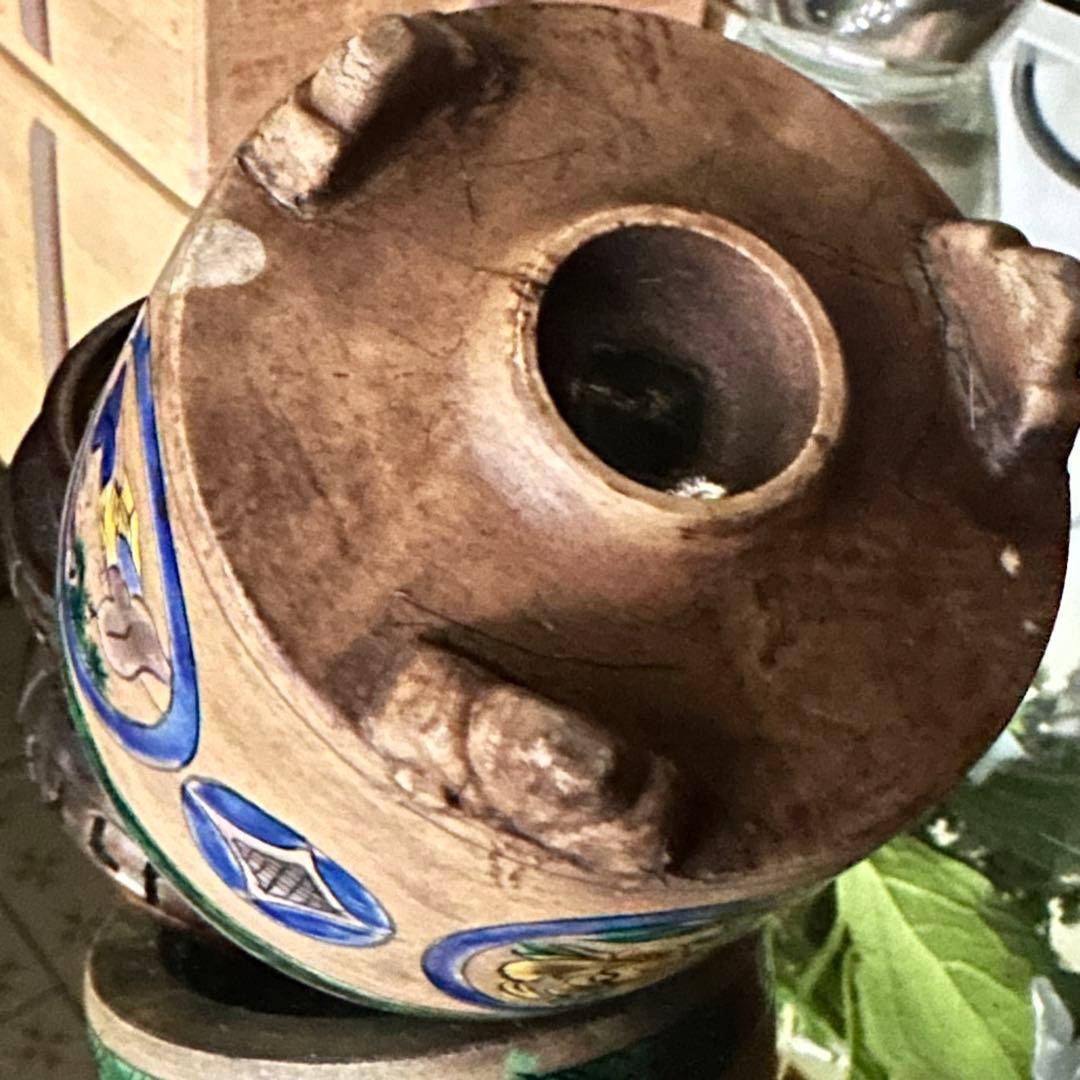 2125様感謝‼️老舗様愛蔵品‼️古九谷名品‼️賢人牡丹三つ足香炉　在銘　合桐箱箱入