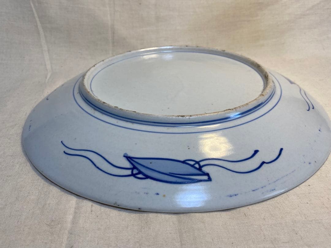 伊万里　古伊万里　色絵　大皿　花の図　蝶の図　1客