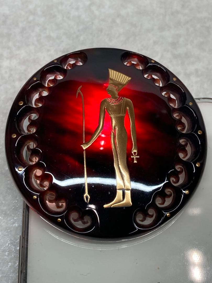 希少 大きめ 蒔絵師 松山武司作 本鼈甲 金蒔絵 ブローチ ペンダント 螺鈿