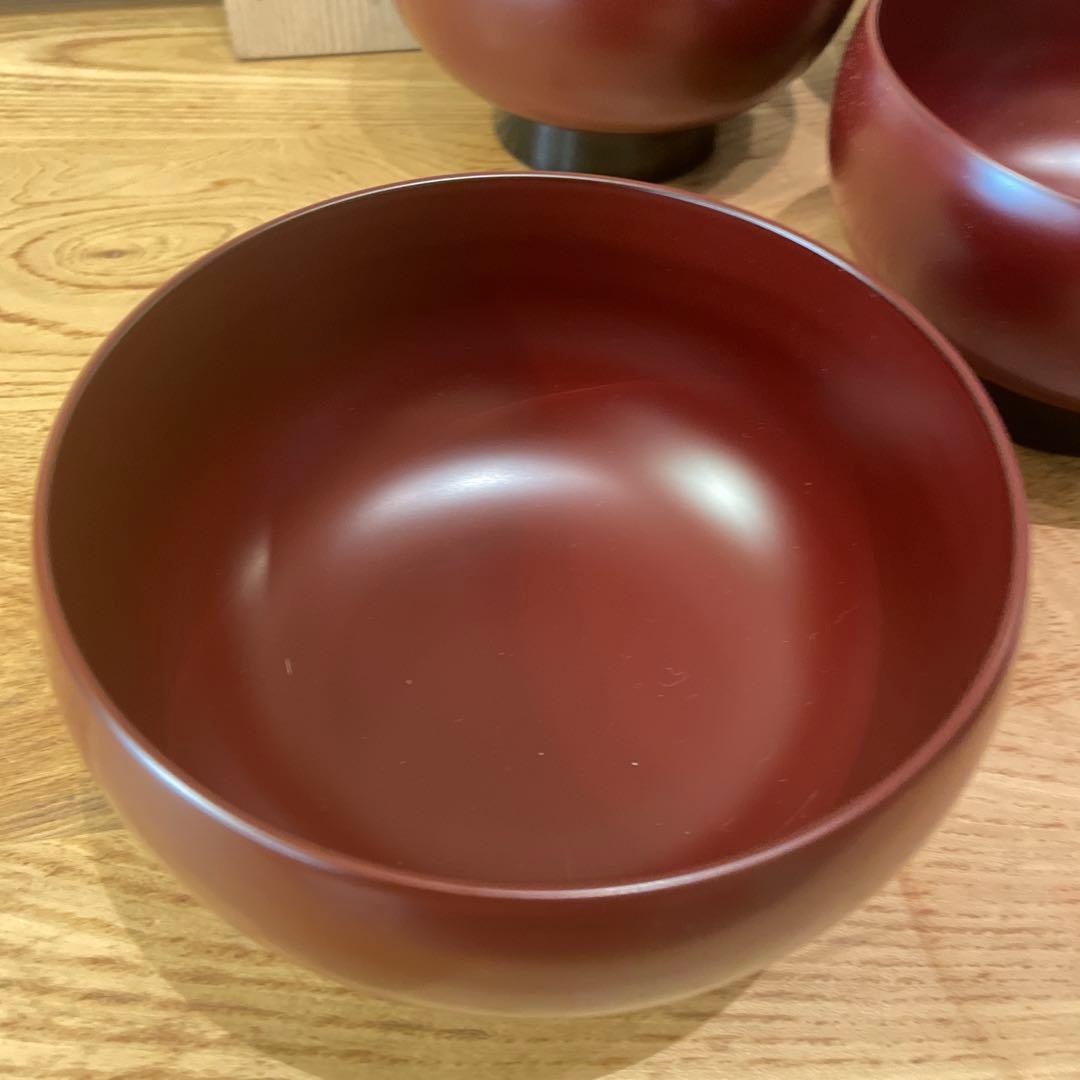 越前塗り　古代朱　どんぶり　5セット
