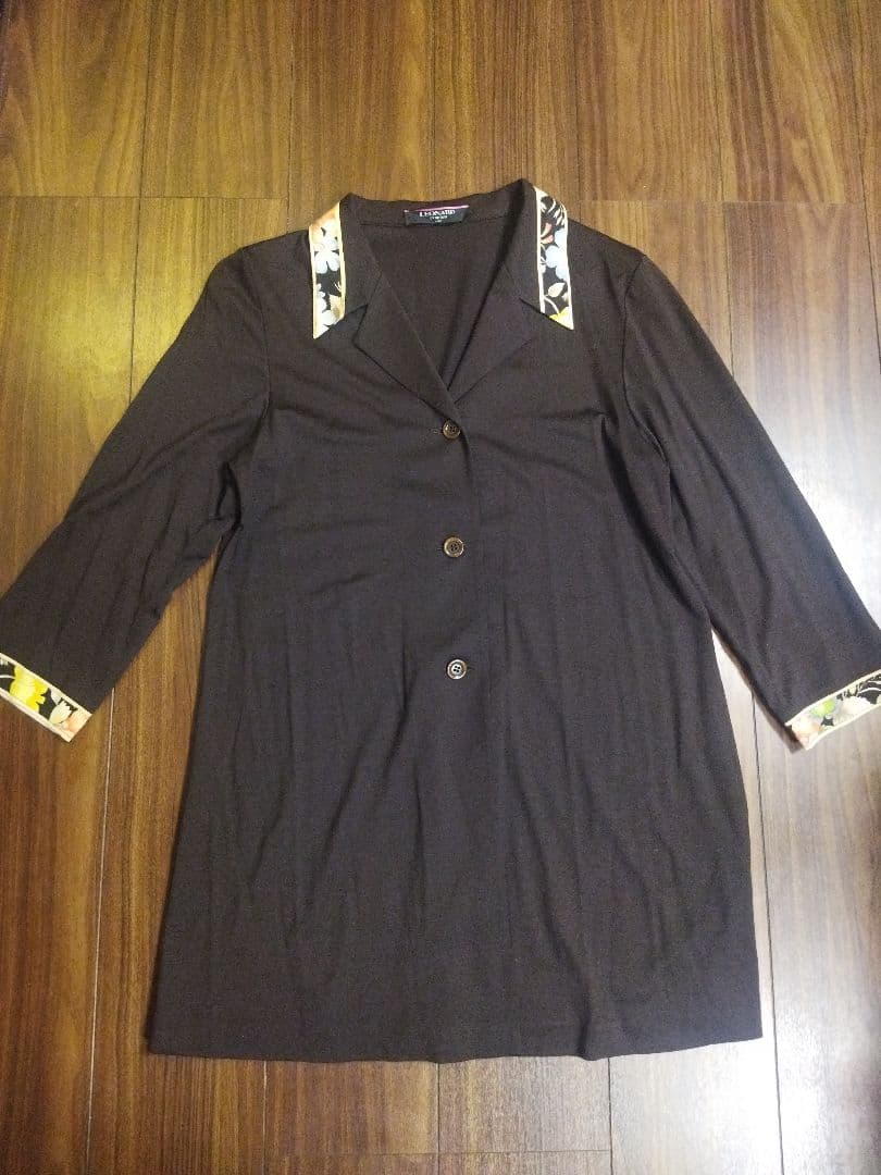 美品♪レオナール LEONARD ウール シルク ロング カーディガン L