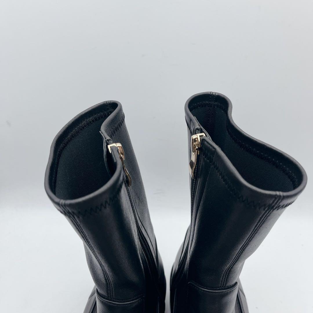 現行品✨ヒミコ トラックソールストレッチブーツ 黒 サイドジップ 本革 25cm