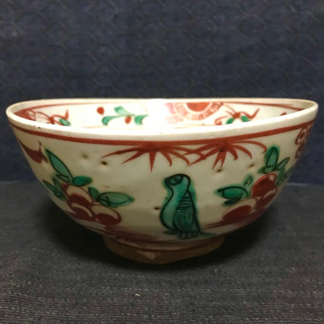 明代　呉須赤絵茶碗（鉢）　本物保証