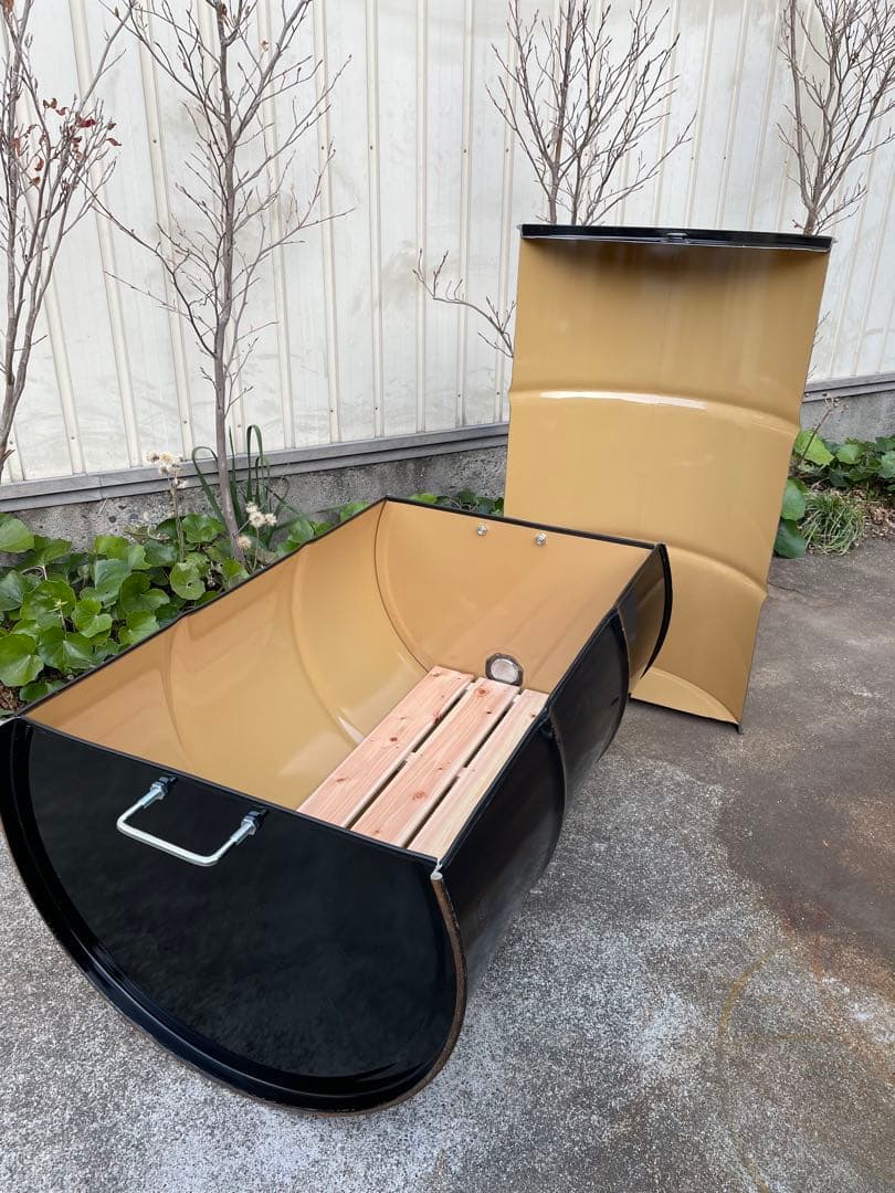 ドラム缶風呂 横置きタイプ すのこ付き