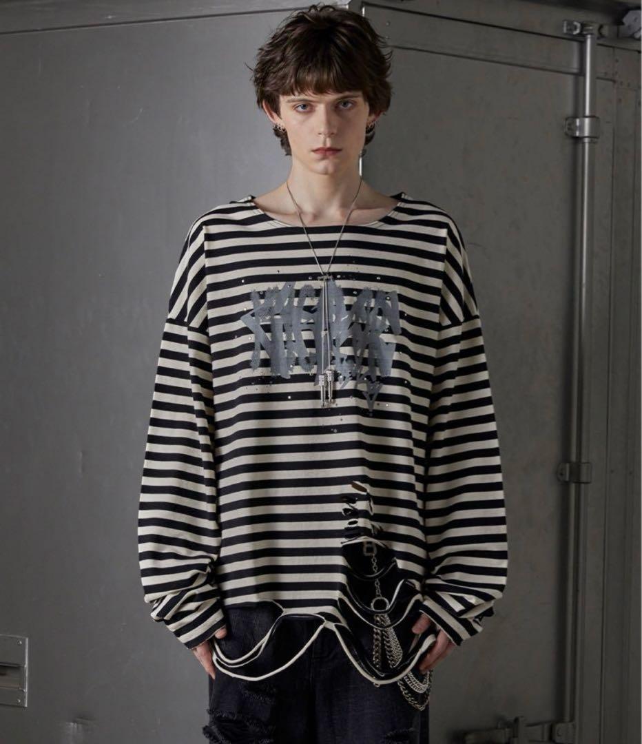 た*り様 即日発送❗️GRANCY 総柄ラインストーングラフィックロンT ブラッ