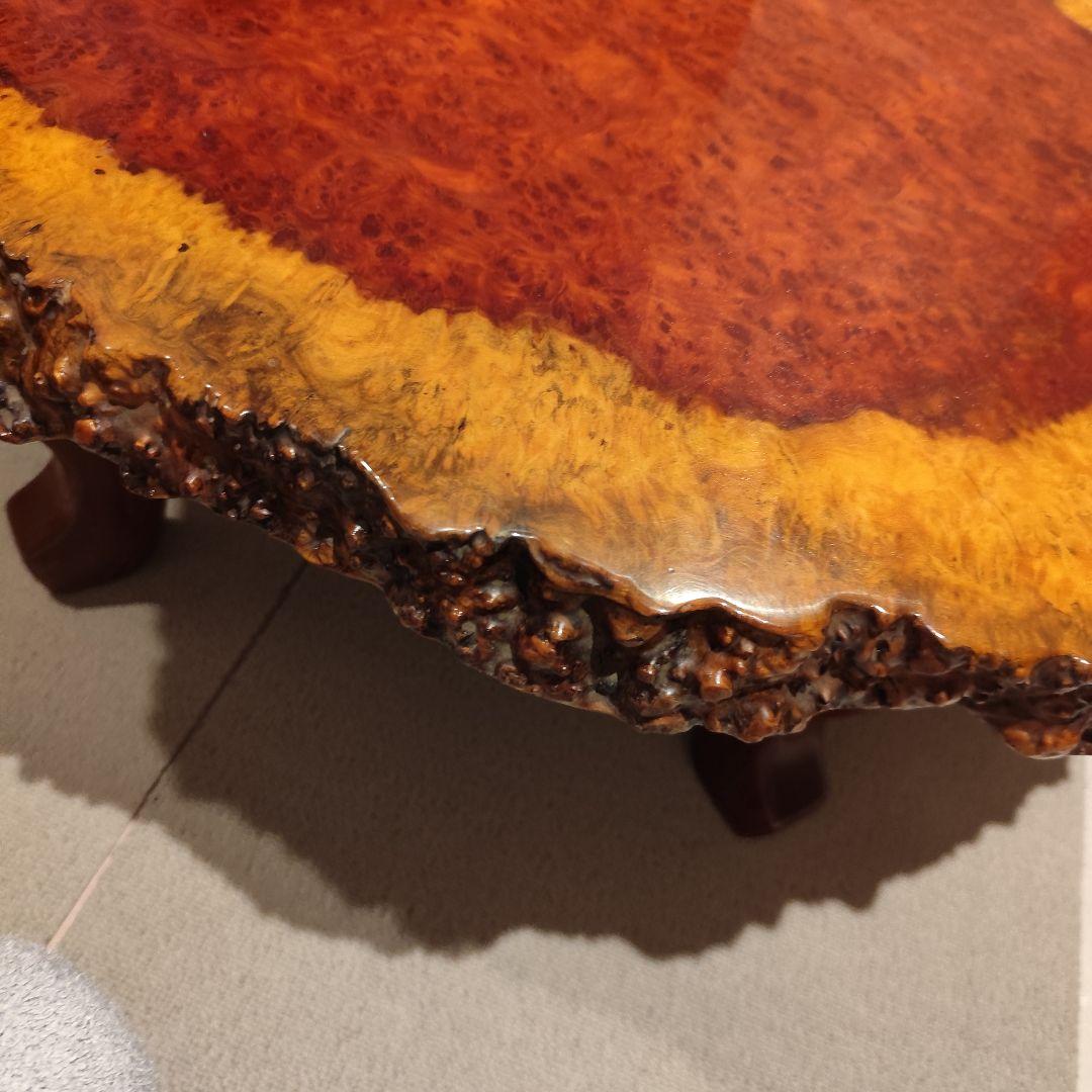 希少 花梨 唐木 テーブル 一点物 銘木 一枚板 瘤杢 花台 ローテーブル