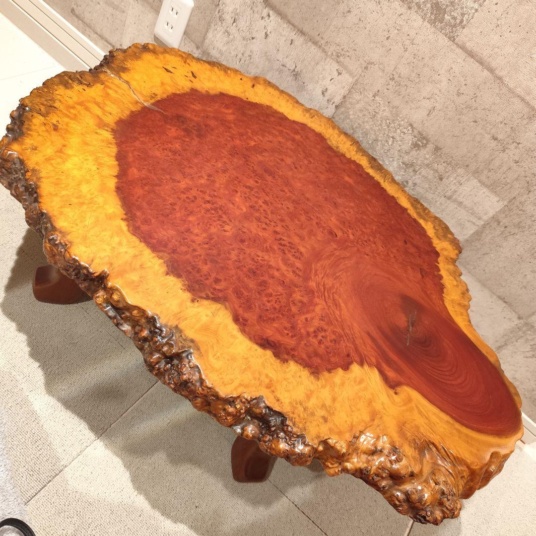 希少 花梨 唐木 テーブル 一点物 銘木 一枚板 瘤杢 花台 ローテーブル