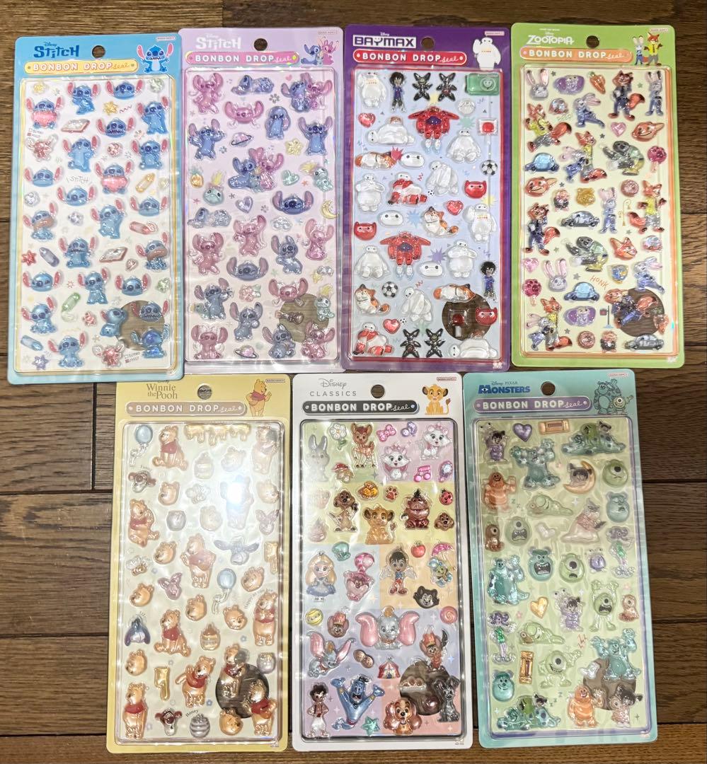 ラスト【正規品】ディズニー　ボンボンドロップシール　7枚セット