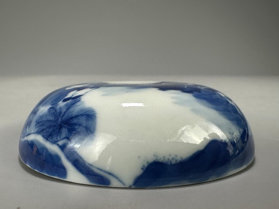 中国美術　清時代　清朝　青花人物画香合　蓋物　唐物　古物保証　時代物　香道具