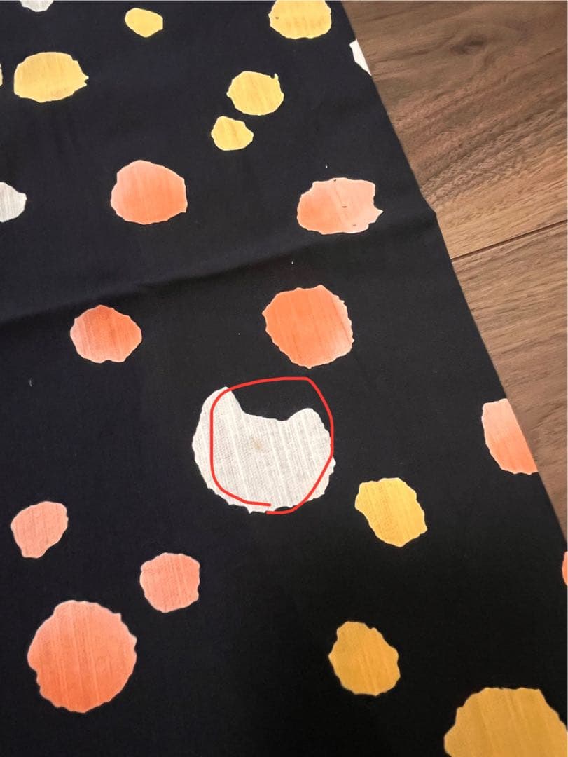 期間限定価格◆ツモリチサト◆注染 黒 浴衣 カラフルドット 猫 ぶどう 青海波柄