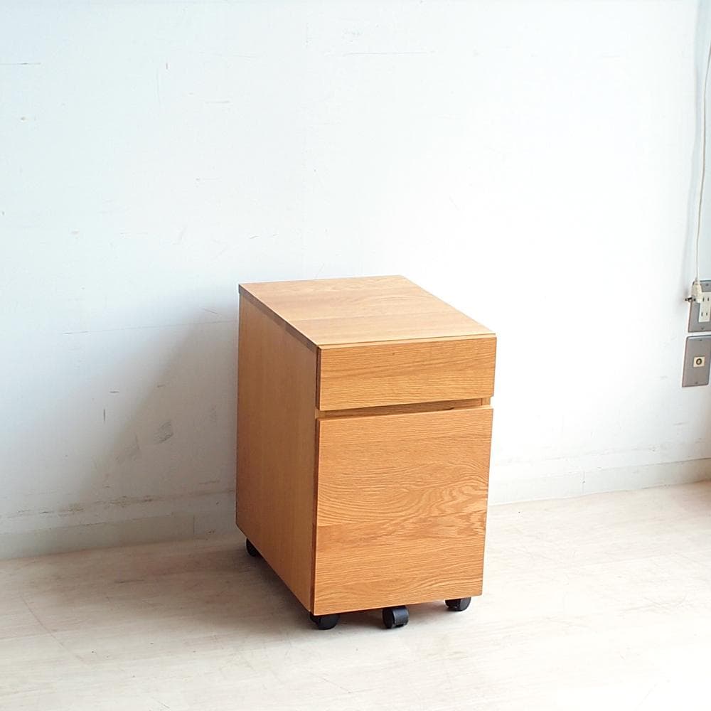 無印良品/MUJI オーク材 デスクワゴン 引出 ナチュラル ZR24069
