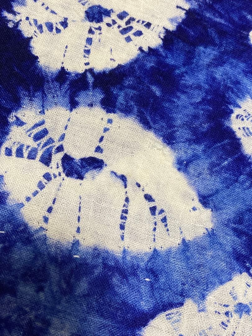 浴衣　有松鳴海絞り　縞と鉄線　裄68.5cm