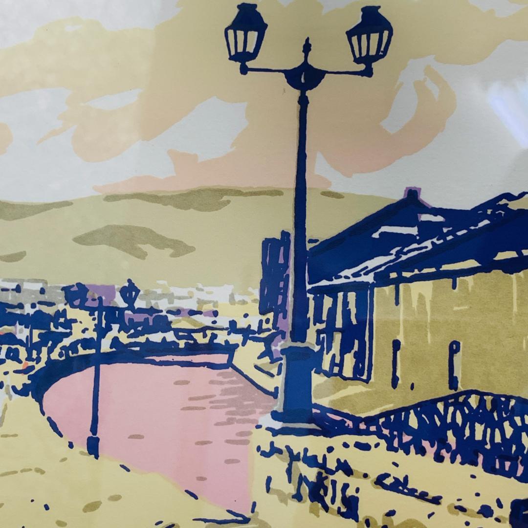 真作保証 本間武男『運河の街』シルクスクリーン 版画 A.P.作家保存版