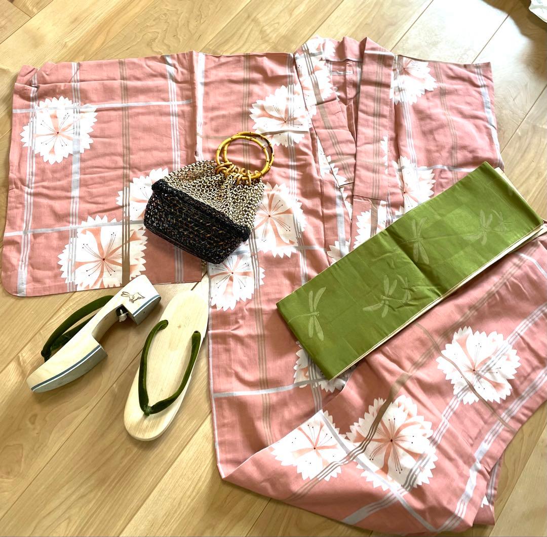 夢工房高級ブランド浴衣帯下駄小物一式 総額7万円超 美品 百貨店購入