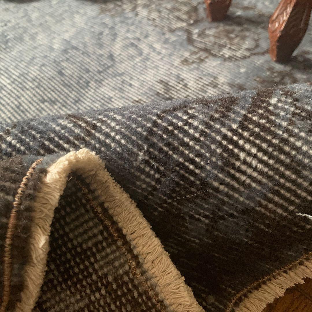 トルコヴィンテージラグ　207×104 グレー　ブラック　チョコ　オーバーダイ