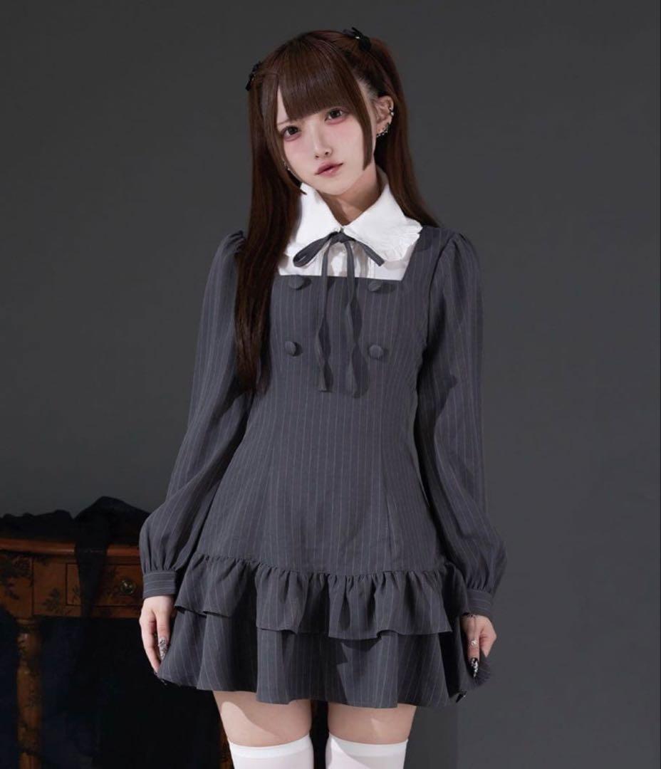 palelfyクラシカルシャツレイヤードワンピース ブラック