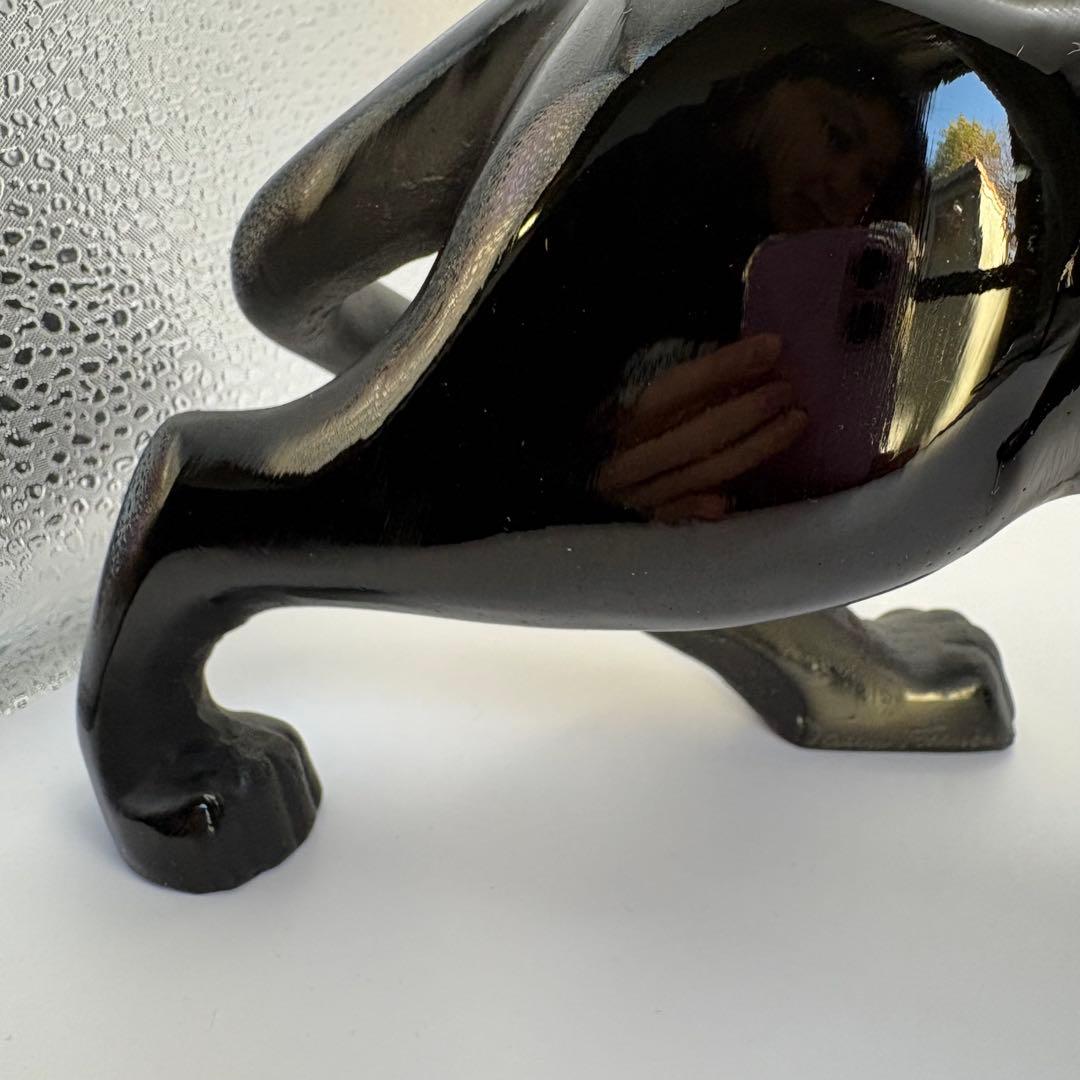 ドームフランス ブラックパンサー 黒ヒョウ クリスタル ガラス 置物 オブジェ