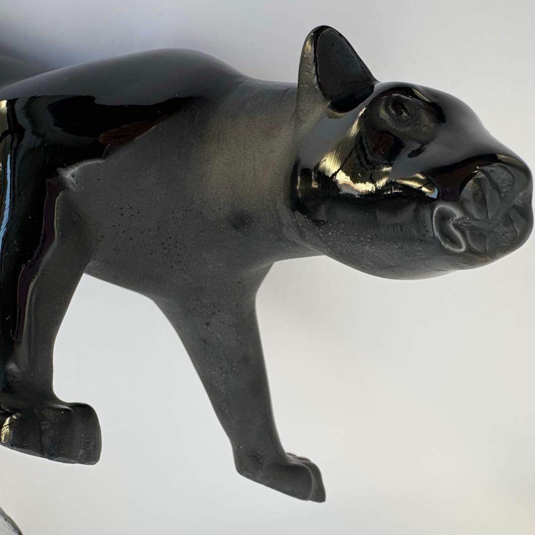 ドームフランス ブラックパンサー 黒ヒョウ クリスタル ガラス 置物 オブジェ