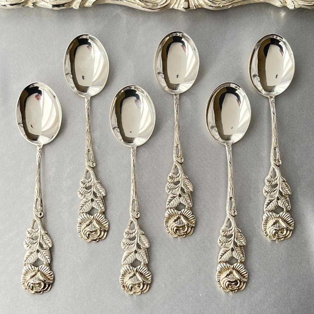 【ANTICO】 ヒルデスハイムローズ ティースプーン 6本【純銀】10.5cm