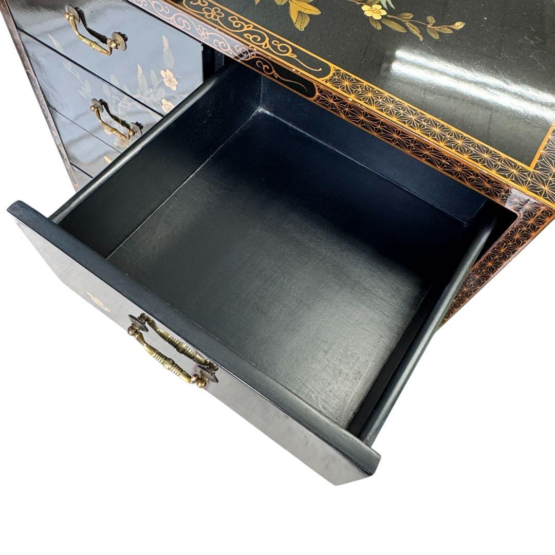 蒔絵花鳥図 漆塗箪笥 韓国 中国 唐木 螺鈿 象嵌 漆 キャビネット タンス