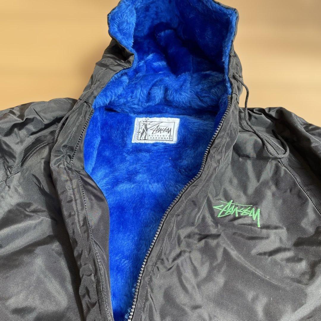 STUSSY‼️80年代‼️フード付きベンチコート 黒 当時試着程度‼️ 長期保管‼️‼️