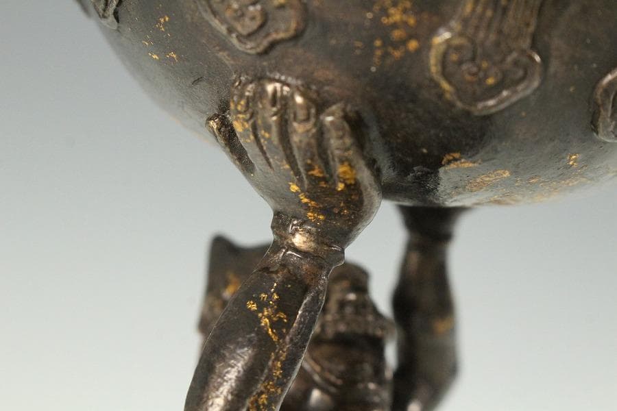 古銅 鬼持ち香炉 仏教美術(K-LC969)