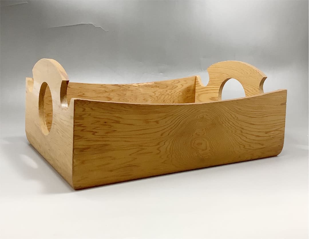 【茶道具】屋久杉鞍形莨盆 田原一斎作