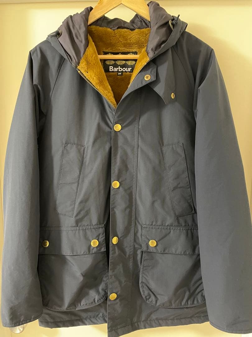 バブアー ネイビー フード付き モッズコート サイズ38