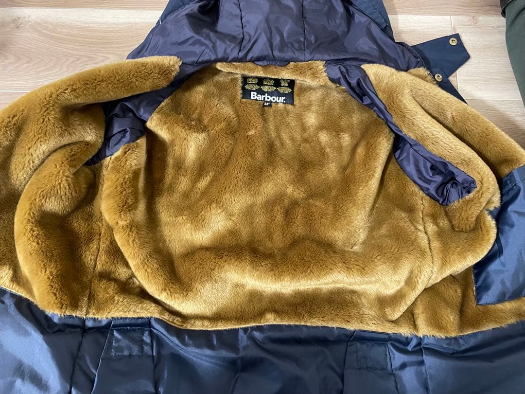 バブアー ネイビー フード付き モッズコート サイズ38