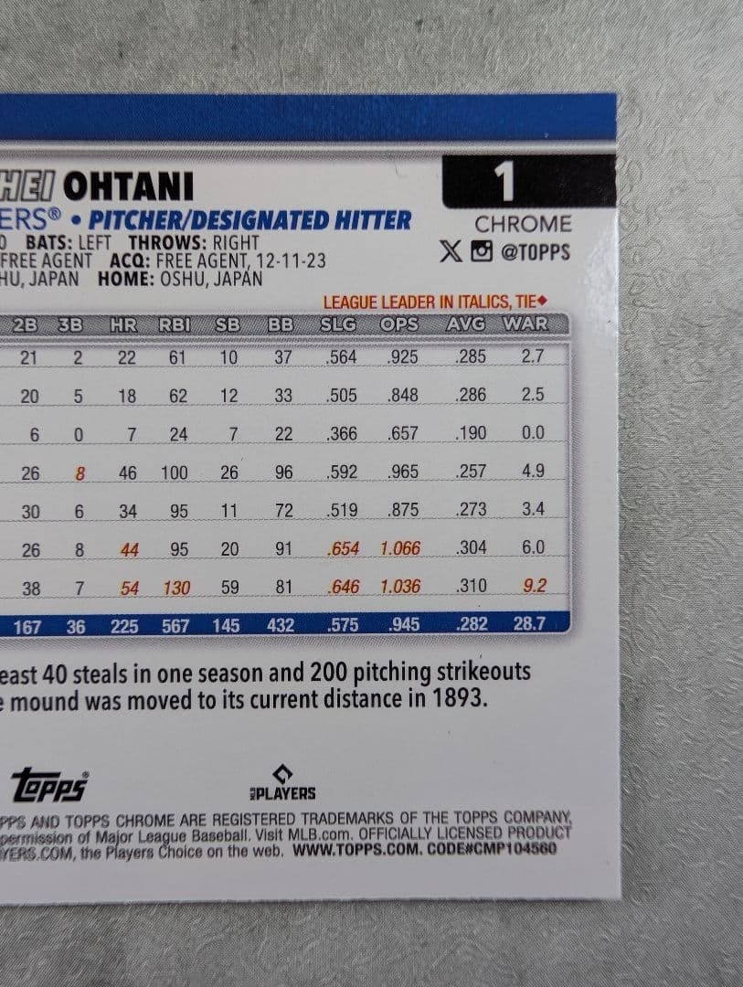 【SP/画像違い】大谷翔平 2025 Topps Chrome