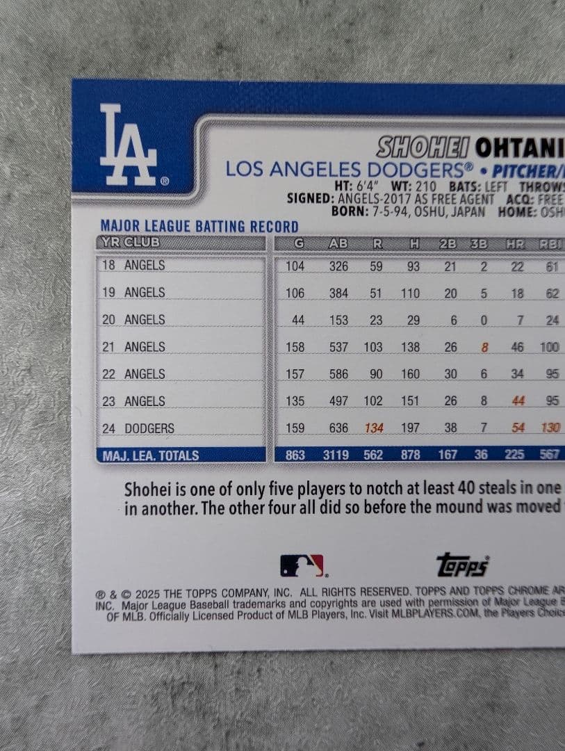 【SP/画像違い】大谷翔平 2025 Topps Chrome