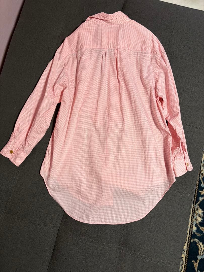 シャネルCHANELヴィンテージ、チェックシャツ、オーバーサイズ極美品ピンク
