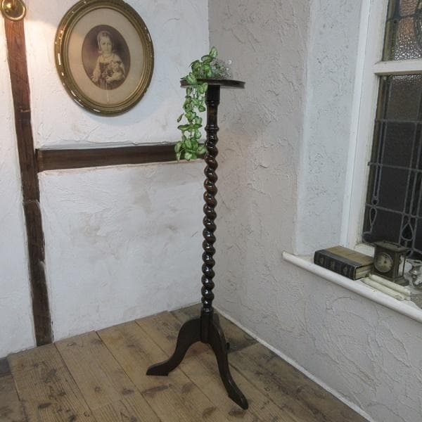 イギリス アンティーク 家具 プランツスタンド ツイスト 花台 英国 6753c