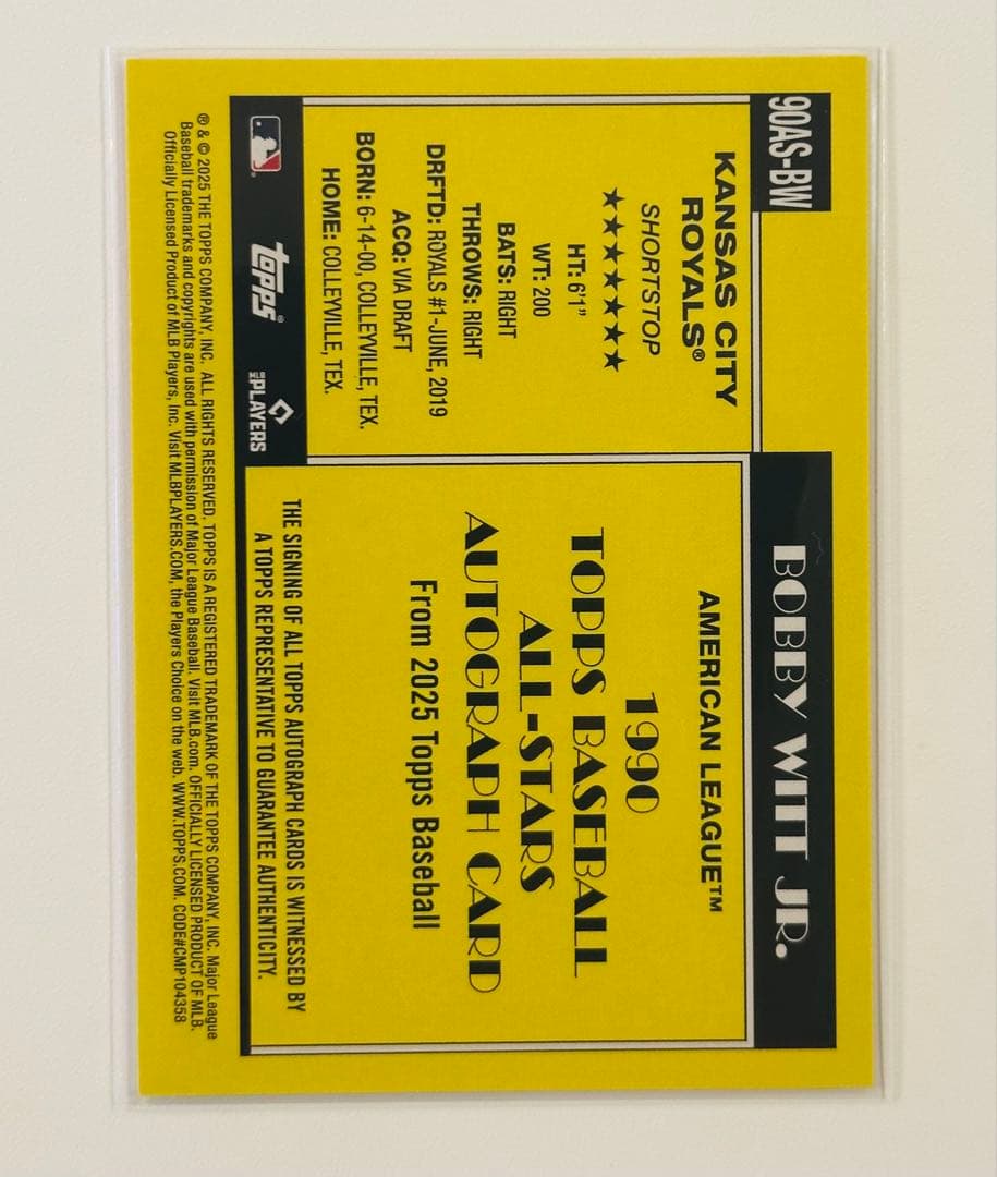 topps Bobby Witt Jr. 直筆サイン AUTO 50枚限定