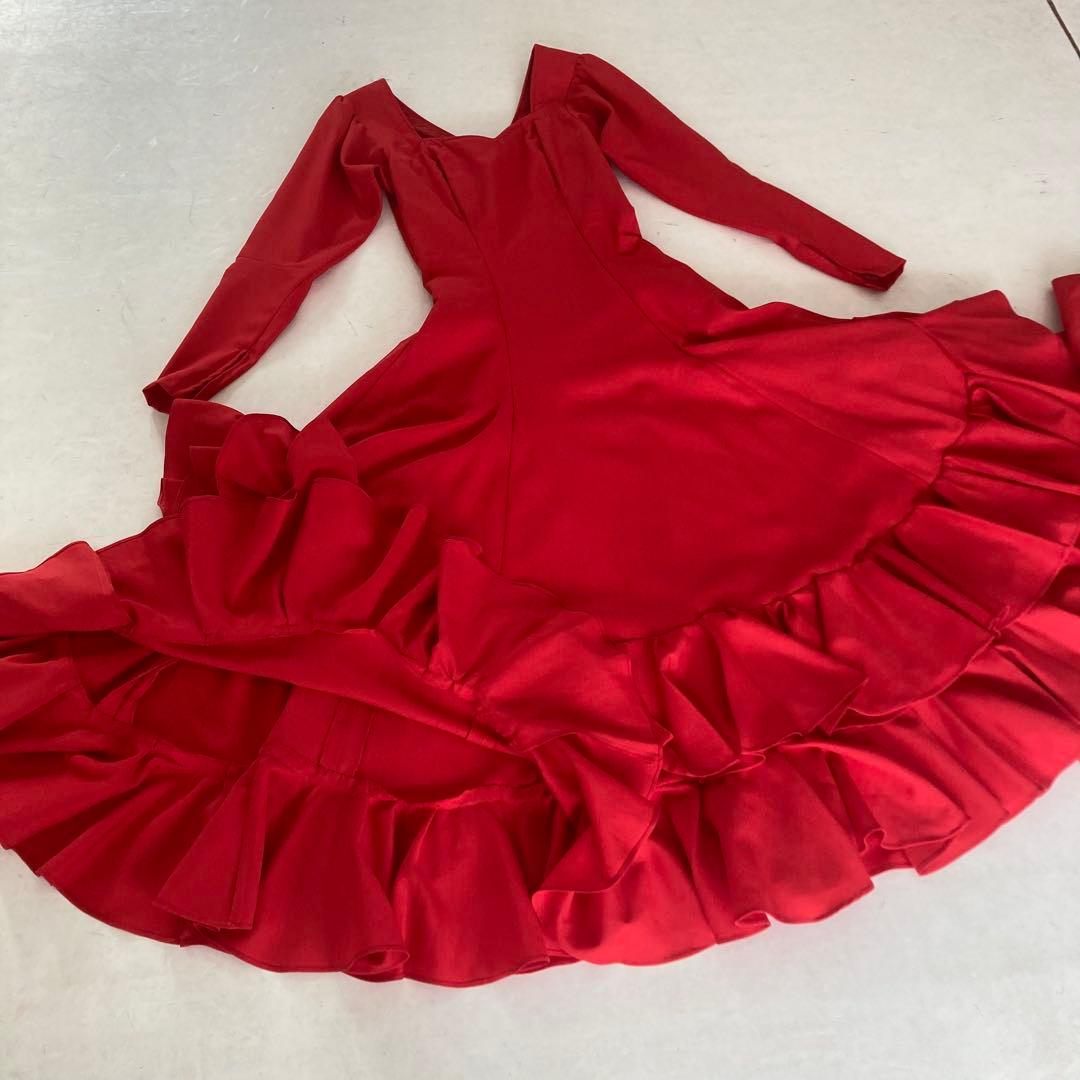 良品 フラメンコ衣装 ロングワンピース ティアード ロングドレス オーダーメイド