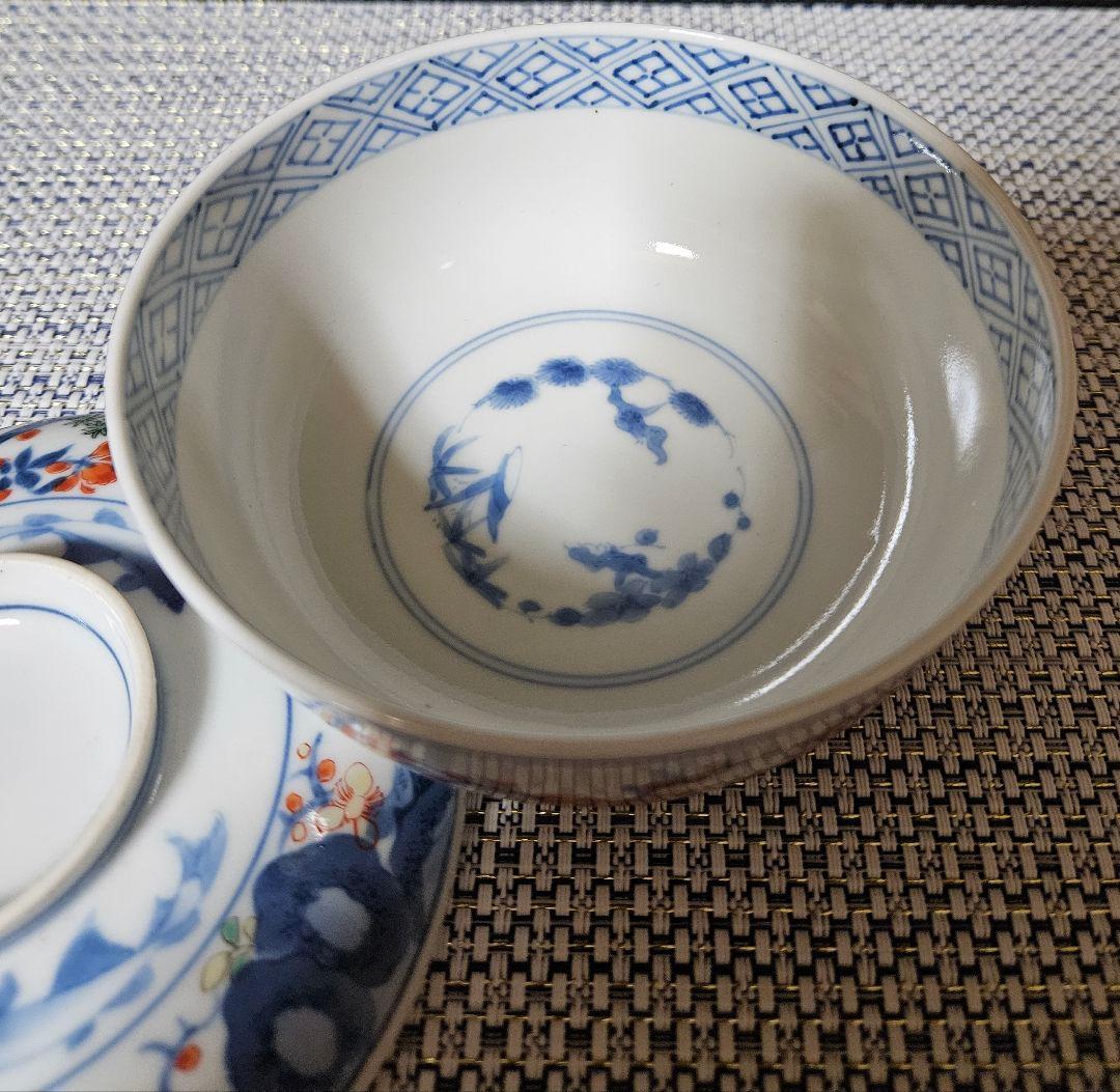 【最上級伊万里❗】江戸末期～明治　画工喜作　細工宗一　柿右衛門手　花と鮎図蓋碗