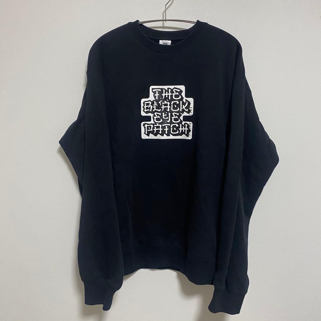 トップス KANJI LABEL TYPEFACE CREW SWEAT BLACK M