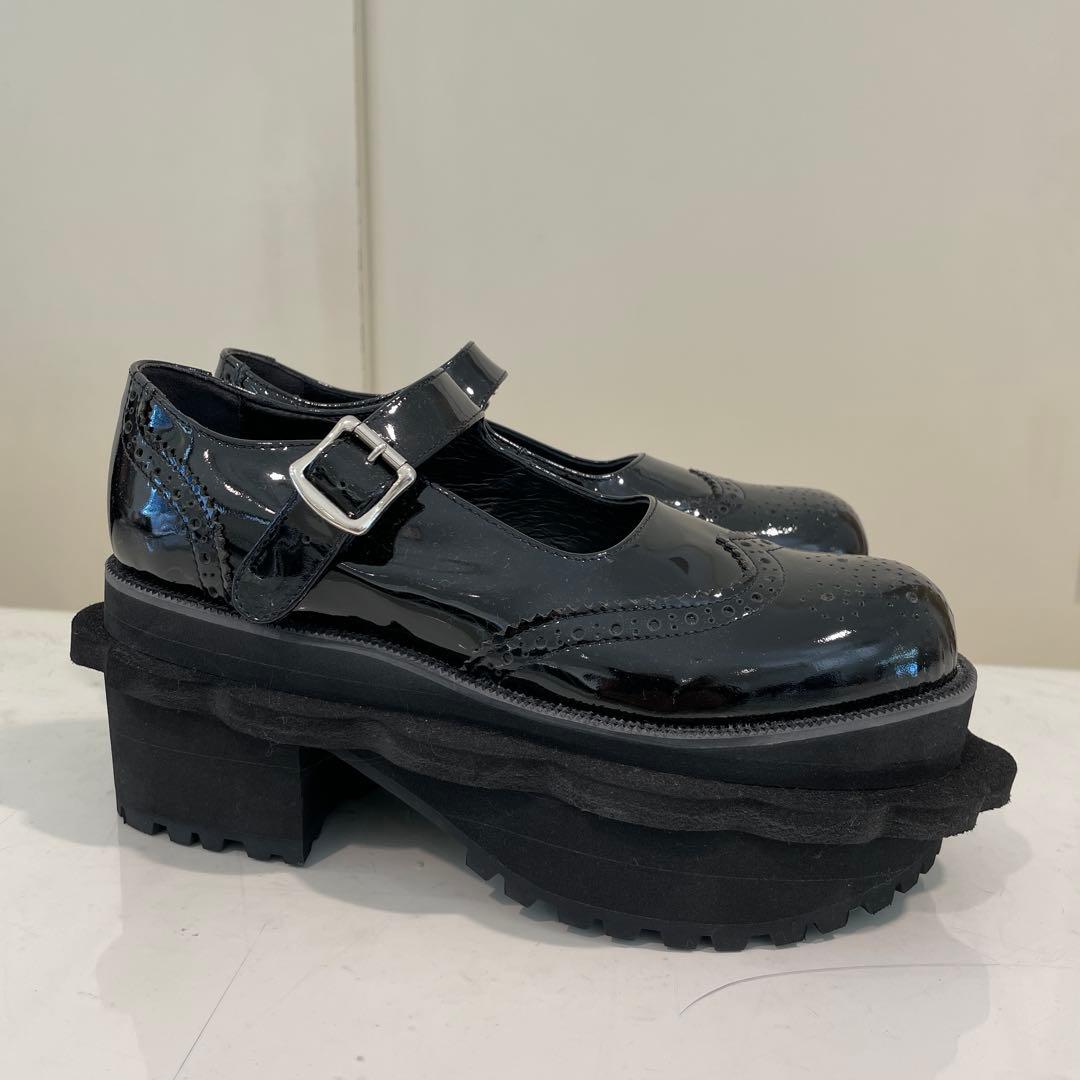ブラックエナメルレザー厚底シューズ新品元値税込¥72600