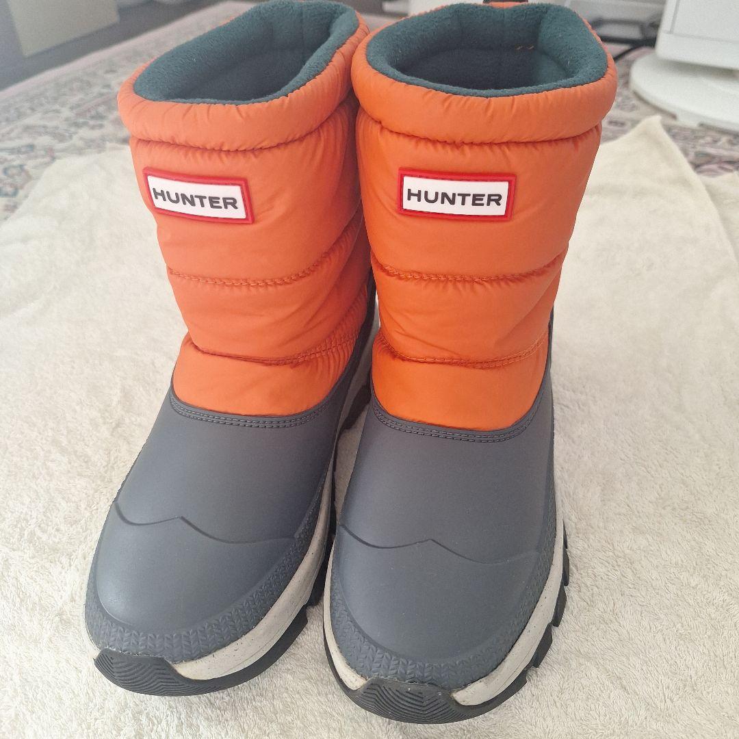 お値下HUNTERハンター　スノーブーツ　オレンジ×グレー24センチほど