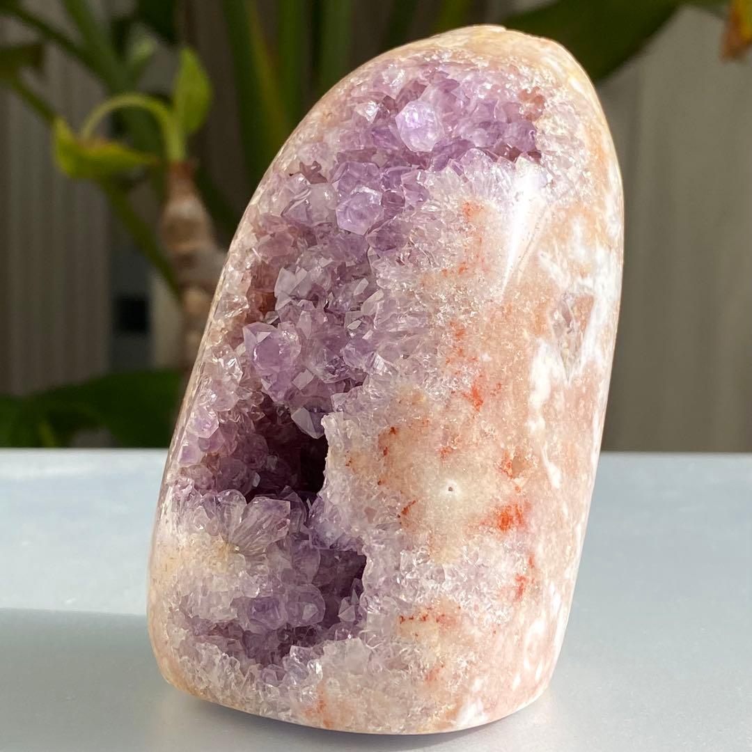 【 天然石 ピンクアメジスト アメジスト ドゥルージー ドーム 紫水晶 】