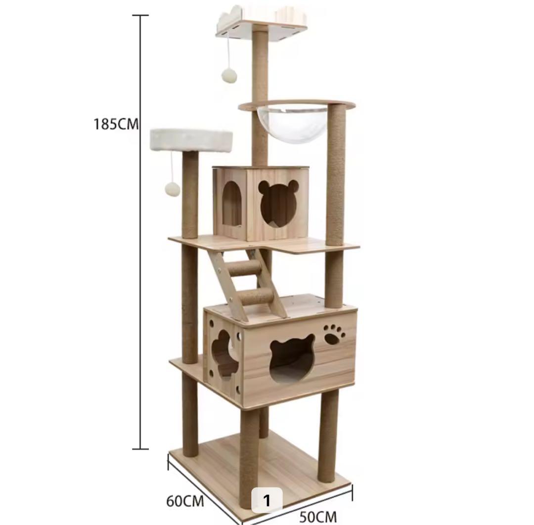 木製　キャットタワー　60cm×50cm×185cm 大型