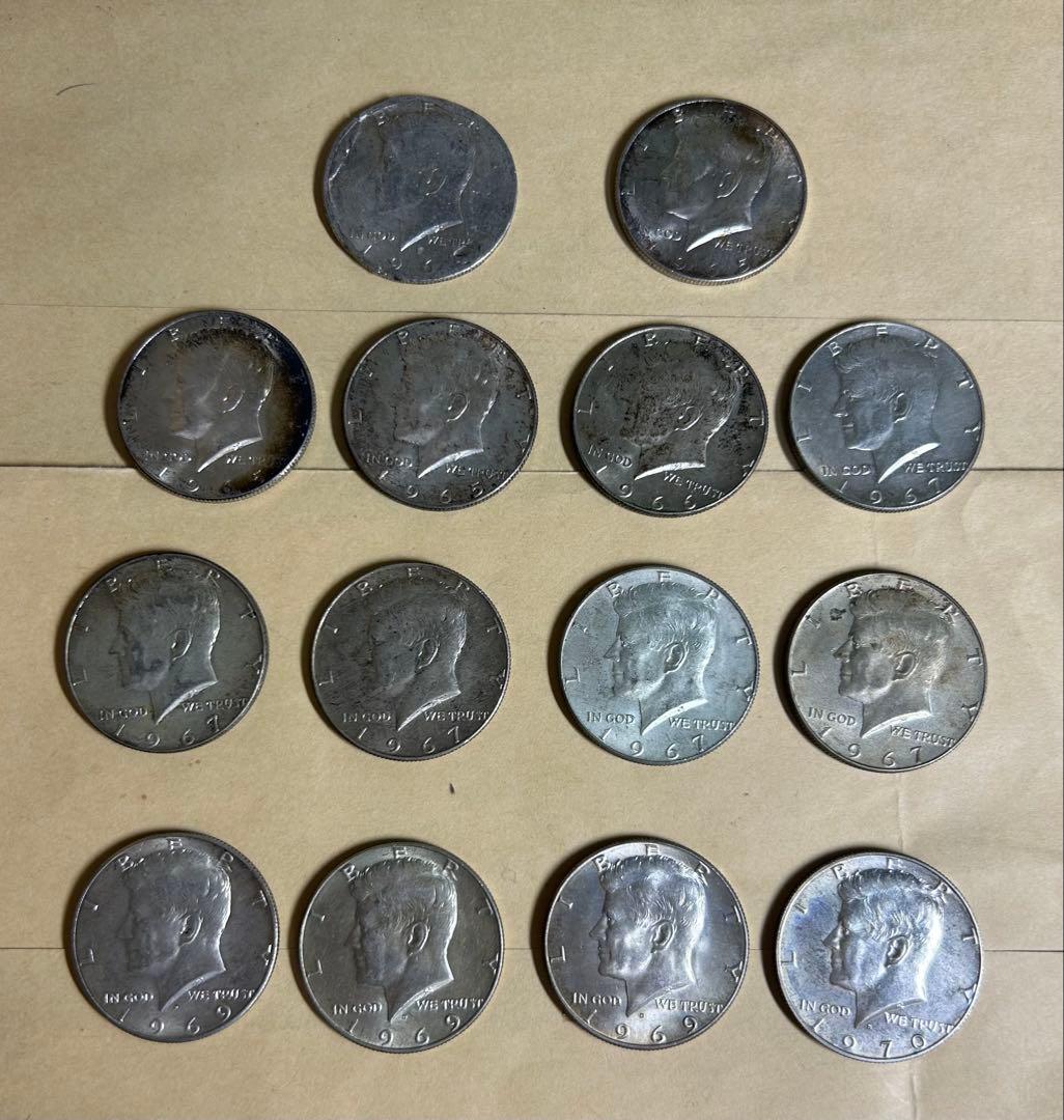 ケネディハーフダラー銀貨 14枚セット sv400 アメリカ 本物保証